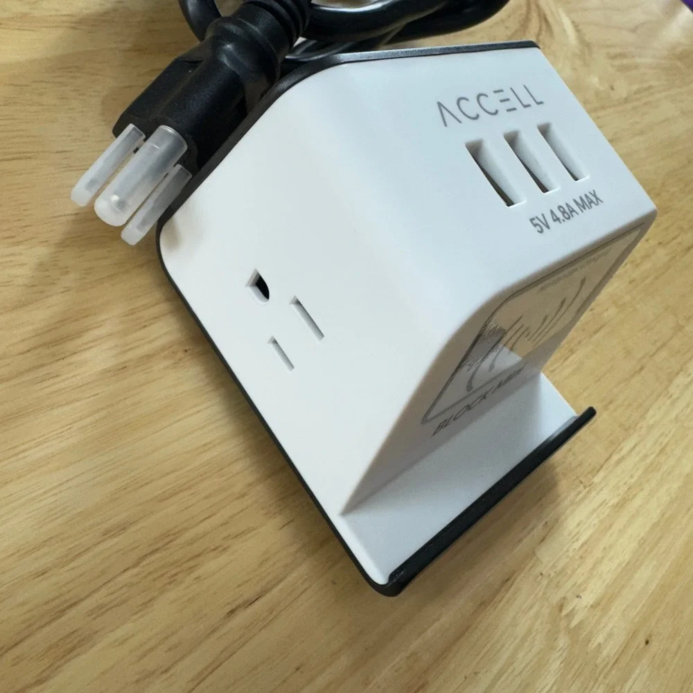 ACCELL Block Mini White Power‎ Strip Surge Protector USB Wireless Charging
